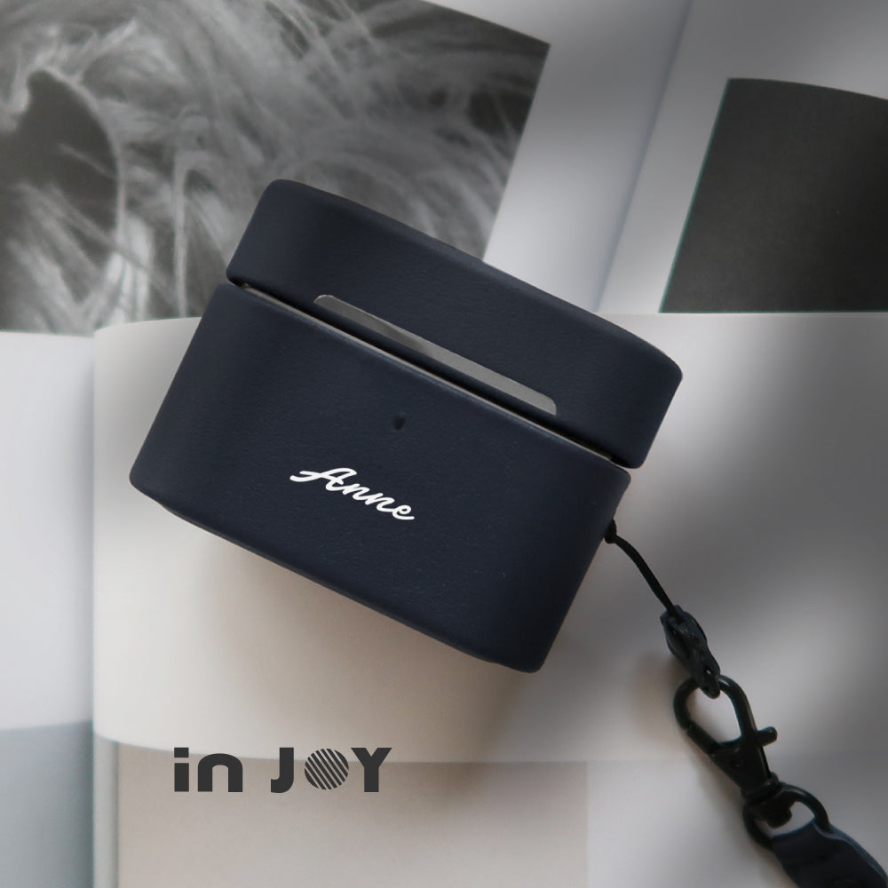 AirPods Pro 記得美好客製文字 經典真皮 防摔 帶手繩保護套