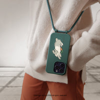 iPhone 16/15/14/13/12/SE3 懶洋洋貪吃兔 二合一防摔背繩手機殼