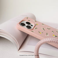 iPhone 17/16/15/14/13/12/SE3 迷人小圓花 二合一防摔背繩手機殼