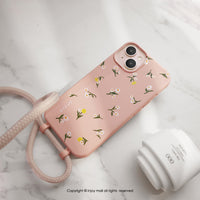 iPhone 17/16/15/14/13/12/SE3 迷人小圓花 二合一防摔背繩手機殼