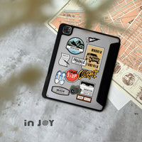 iPad case 12.9/Air5/iPad 9 露營風貼紙 多角度折疊平板保護套