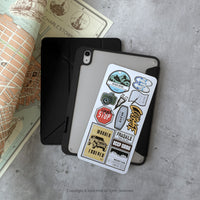 iPad case 12.9/Air5/iPad 9 露營風貼紙 多角度折疊平板保護套
