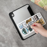 iPad case 12.9/Air5/iPad 9 露營風貼紙 多角度折疊平板保護套