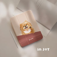iPad case 12.9/Air5/iPad 9/mini7 輕快可愛博美犬 附筆槽平板保護套