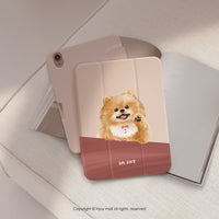 iPad case 12.9/Air5/iPad 9/mini7 輕快可愛博美犬 附筆槽平板保護套