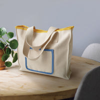 早安晨光 米白色 大方口 帆布包