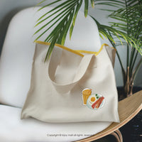 早安晨光 米白色 大方口 帆布包