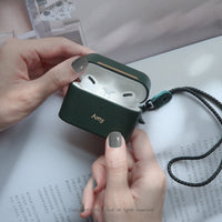 AirPods Pro 2代 記得美好客製文字 經典真皮 防摔 帶手繩保護套