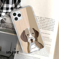 iPhone 16/15/14/13/12/SE3 千鳥格拼貼米格魯 透明耐衝擊防摔手機殼