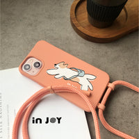 iPhone 13/13pro/12/11/SE3 街道郵差犬 二合一防摔背繩手機殼