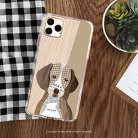 iPhone 16/15/14/13/12/SE3 千鳥格拼貼米格魯 透明耐衝擊防摔手機殼