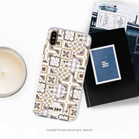 iPhone 16/15/14/13/12/SE3 摩洛哥花磚 透明耐衝擊防摔手機殼