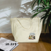 花藝家 米白色 大方口 帆布包