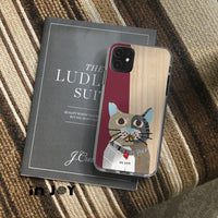 iPhone 16/15/14/13/12/SE3 拼貼紅寶石圓眼貓 透明耐衝擊防摔手機殼