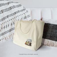 花藝家 米白色 大方口 帆布包