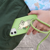 iPhone 16/15/14/13/12/SE3 懶洋洋貪吃兔 二合一防摔背繩手機殼