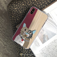 iPhone 16/15/14/13/12/SE3 拼貼紅寶石圓眼貓 透明耐衝擊防摔手機殼