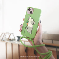 iPhone 16/15/14/13/12/SE3 懶洋洋貪吃兔 二合一防摔背繩手機殼