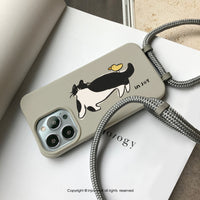 iPhone 17/16/15/14/13/12/SE3 賓士貓與麻吉 二合一防摔背繩手機殼