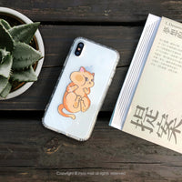 iPhone 13/13pro/12/11/SE2貼玻璃俏皮貓防摔耐震亮面手機殼