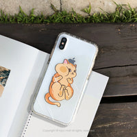 iPhone 13/13pro/12/11/SE2貼玻璃俏皮貓防摔耐震亮面手機殼