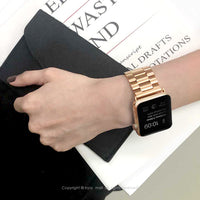 客製化禮物 Apple watch series 不鏽鋼可拆式錶帶專屬客製刻字-玫瑰金