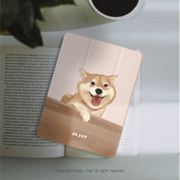 iPad case 12.9/Air5/iPad 9/mini 7 融化柴柴附筆槽平板保護套