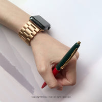 客製化禮物 Apple watch series 不鏽鋼可拆式錶帶專屬客製刻字-黑色