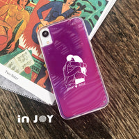 iPhone XS/XR/max/11pro/11max/SE3客製化字母擁抱戀人霓虹流沙殼B款