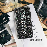 iPhoneXS/XR/max/11Pro/SE2客製化人名奢華天然貝殼金銀箔手機殼B款
