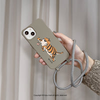 iPhone 17/16/15/14/13/12/SE3 幸福的虎虎 二合一防摔背繩手機殼