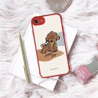 iPhone 14/14 Pro/13/12/11/SE3 焦糖貴賓犬 耐撞擊磨砂邊框手機殼