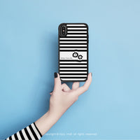 iPhone 14/14 Pro/13/12/11/SE3 黑白條紋百搭 耐撞擊邊框手機殼