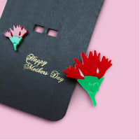 手創 母親節 康乃馨 花 胸針 立體祝福卡片 配件