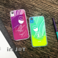 iPhone 7/8/XS/XR/max/11Pro/SE3客製化字母放閃的日子霓虹流沙殼A款