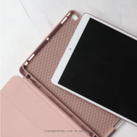 iPad 12.9/Air5/iPad 9/mini 7 清新藍色亞麻花皮革平板保護套