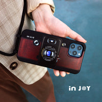 iPhone 17/16/15/14/13/12/SE3 復古底片相機 二合一防摔背繩手機殼