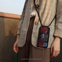 iPhone 17/16/15/14/13/12/SE3 復古底片相機 二合一防摔背繩手機殼