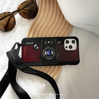 iPhone 17/16/15/14/13/12/SE3 復古底片相機 二合一防摔背繩手機殼