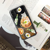 iPhone 13/13pro/12/11/SE3 部隊貓吃泡菜防摔空壓殼流沙殼