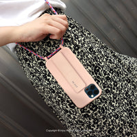 iPhone 11/11max/SE2/12/12mini 簡約Simplicity掛繩 藕粉 防摔手機殼