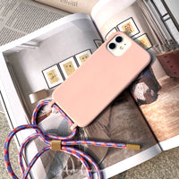 iPhone 11/11max/SE2/12/12mini 簡約Simplicity掛繩 藕粉 防摔手機殼