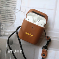 AirPods值得擁有 客製文字 經典真皮 防摔 帶手繩保護套