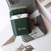 AirPods值得擁有 客製文字 經典真皮 防摔 帶手繩保護套