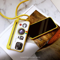 iPhone 13/13pro/12/11/SE3童趣拍立得 二合一防摔背繩手機殼