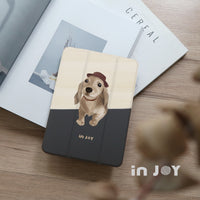 iPad case 12.9/Air5/iPad 9/mini7 奶油臘腸犬 附筆槽平板保護套