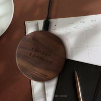 客製化禮物 胡桃木/櫻桃木質無線充電器 Wireless Charger 手寫字
