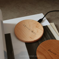 客製化禮物 胡桃木/櫻桃木質無線充電器 Wireless Charger 手寫字