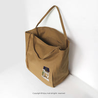 Bonjour 咖啡店 卡其色 大方口 帆布包