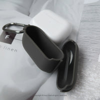 AirPods / AirPods Pro 清新藍色亞麻花 保護套 TPU收納盒 附掛勾